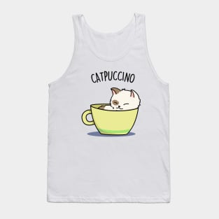 Cat-puccino Cute Funny Coffee Cat Pun Tank Top